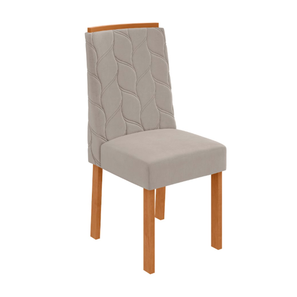 Conjunto com 6 Cadeiras Astrid Veludo Capuccino e Amêndoa