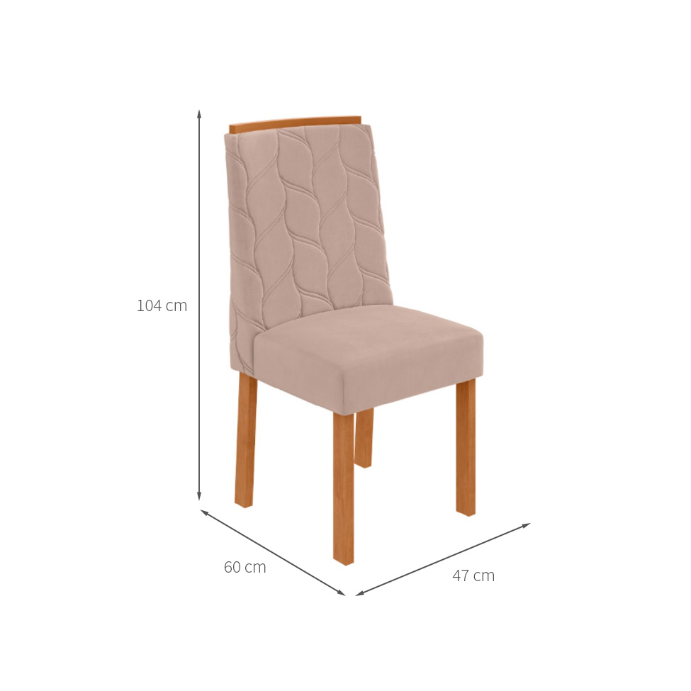 Conjunto com 6 Cadeiras Astrid Veludo Creme e Amêndoa