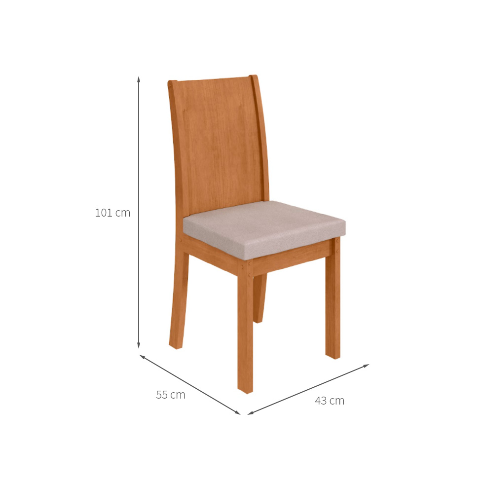 Conjunto com 6 Cadeiras Athenas Bouclé Bege e Amêndoa