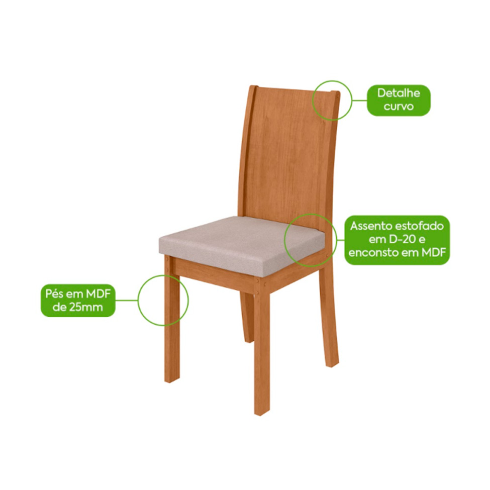 Conjunto com 6 Cadeiras Athenas Bouclé Bege e Amêndoa