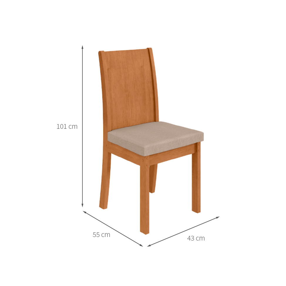 Conjunto com 6 Cadeiras Athenas Linho Bege e Amêndoa