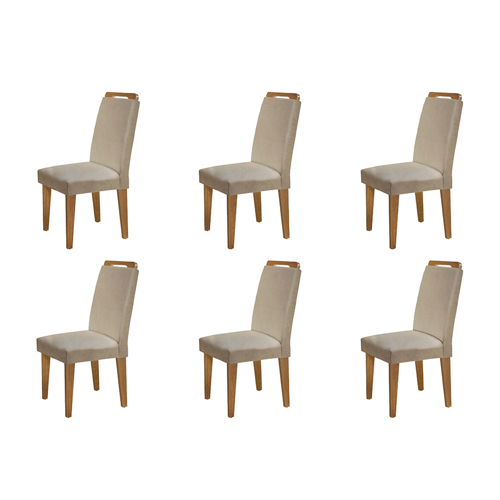 Conjunto com 6 Cadeiras Athenas Linho Turim e Imbuia