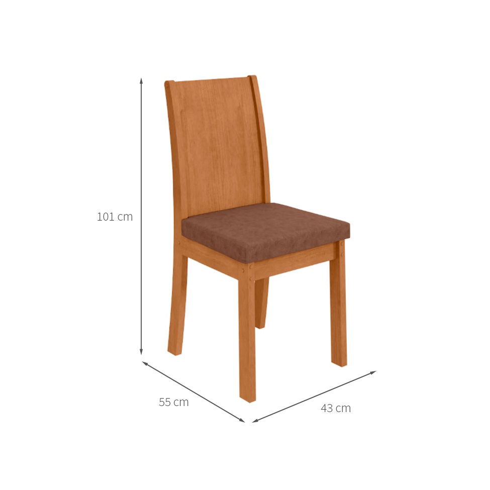 Conjunto com 6 Cadeiras Athenas Revestimento Sintético Avelã e Amêndoa