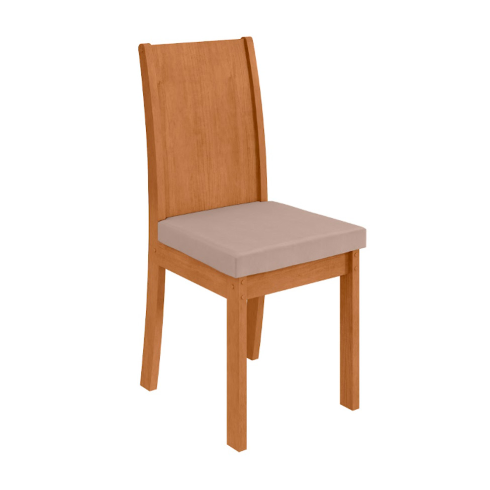 Conjunto com 6 Cadeiras Athenas Veludo Creme e Amêndoa