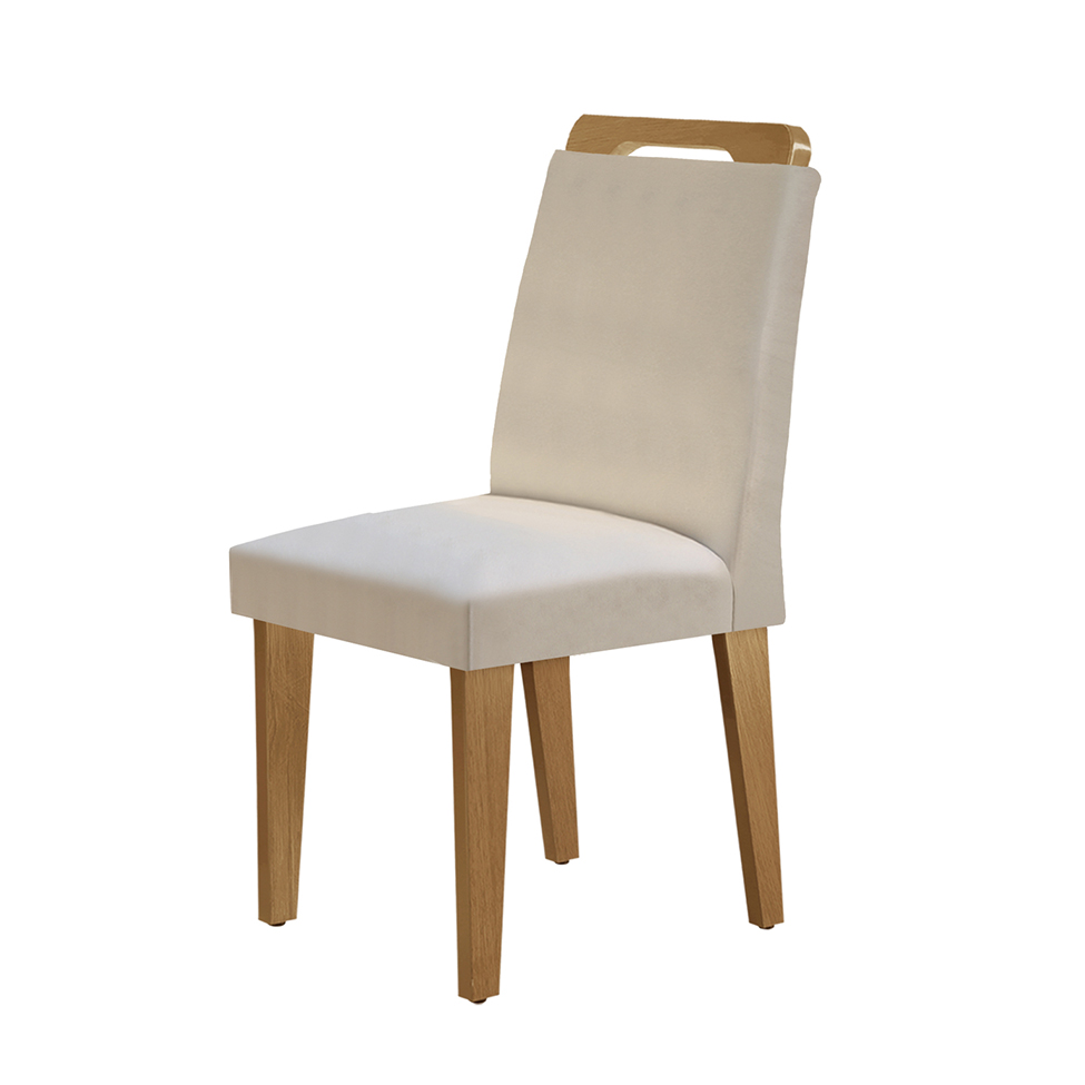 Conjunto com 6 Cadeiras Athenas Veludo Creme e Imbuia
