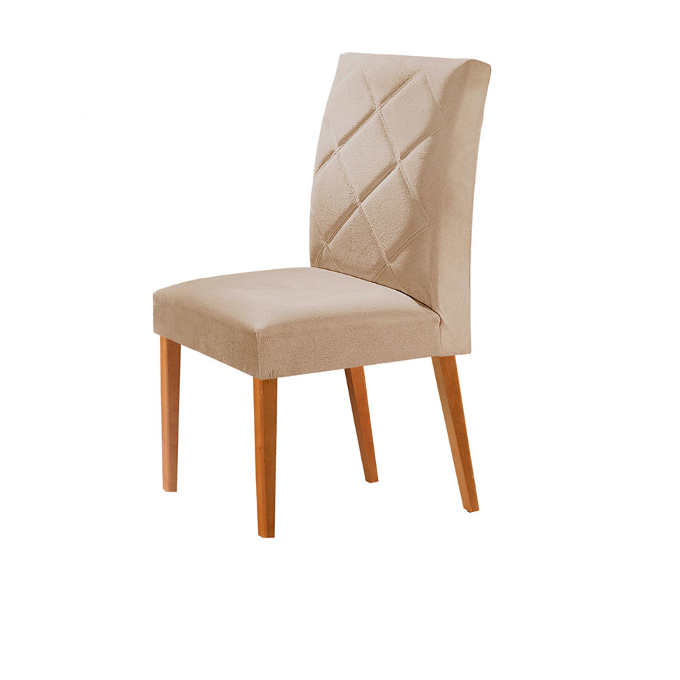 Conjunto com 6 Cadeiras Aurora Veludo Bege e Capuccino