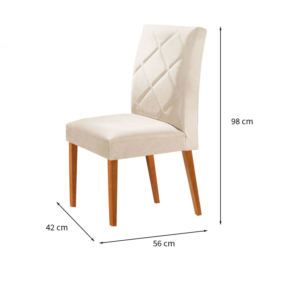 Conjunto com 6 Cadeiras Aurora Veludo Pérola e Capuccino