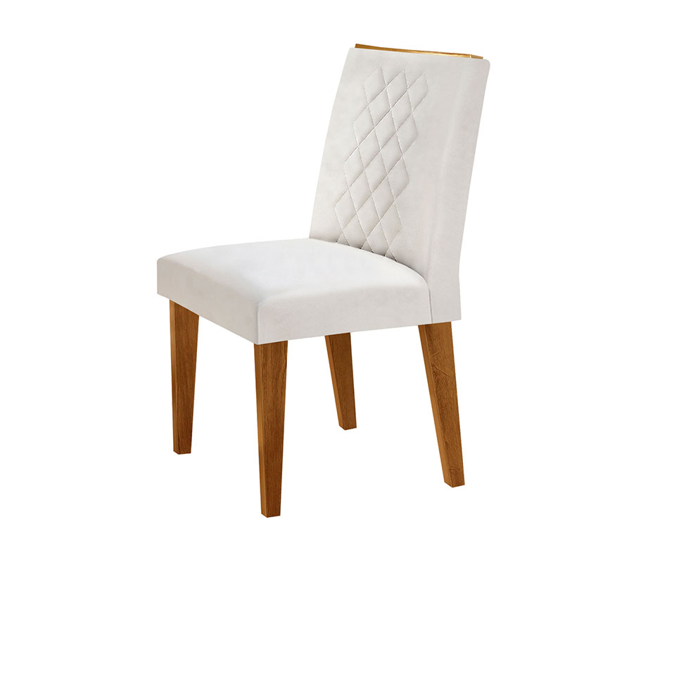 Conjunto com 6 Cadeiras Bari Veludo Pérola e Capuccino