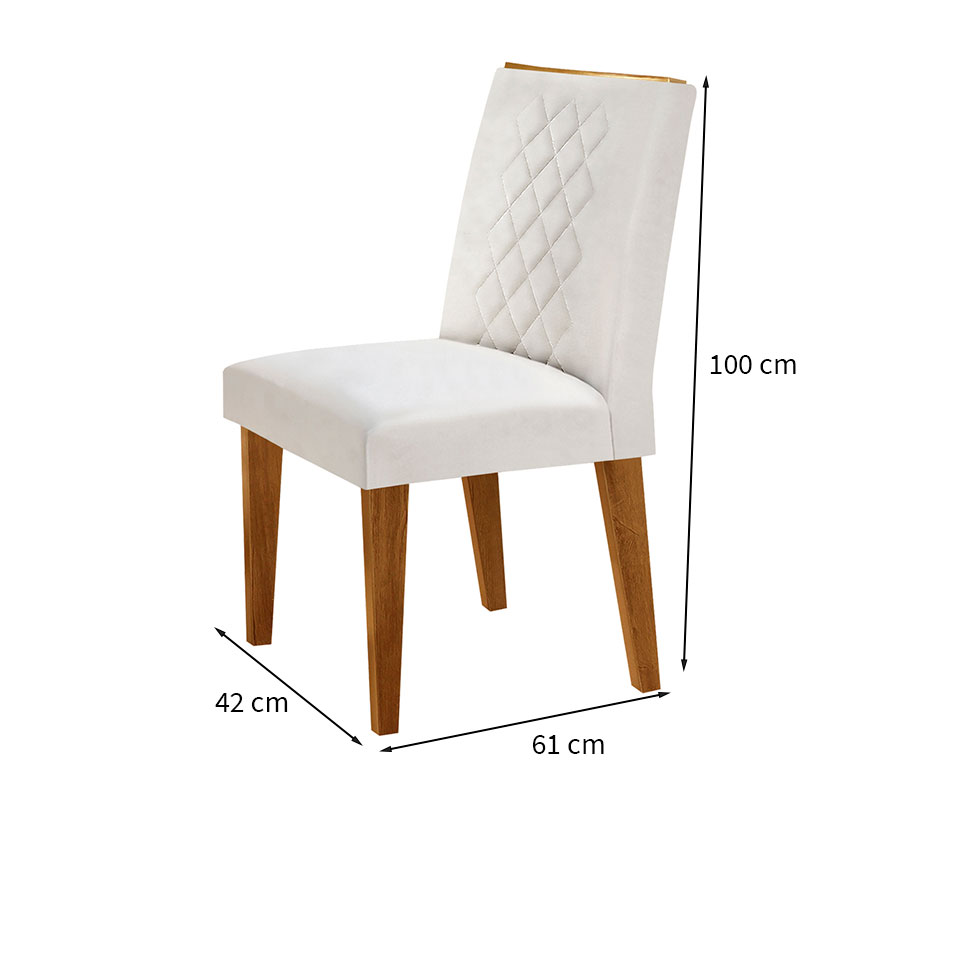 Conjunto com 6 Cadeiras Bari Veludo Pérola e Capuccino