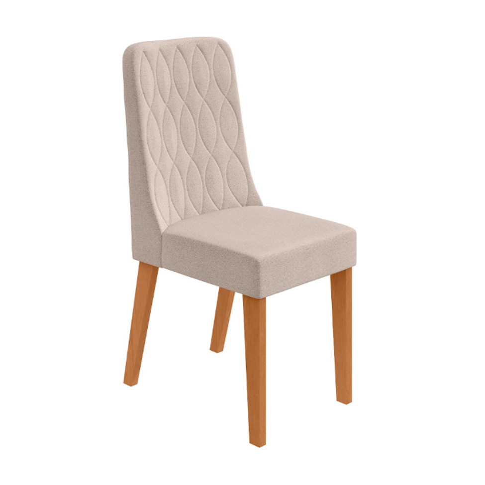 Conjunto com 6 Cadeiras Luar Bouclé Bege e Amêndoa