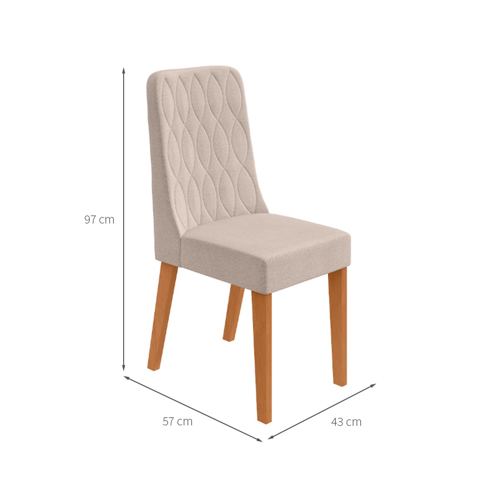 Conjunto com 6 Cadeiras Luar Bouclé Bege e Amêndoa