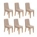 Conjunto com 6 Cadeiras Luar Linho Bege e Amêndoa