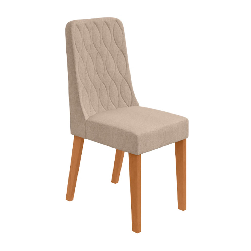 Conjunto com 6 Cadeiras Luar Linho Bege e Amêndoa