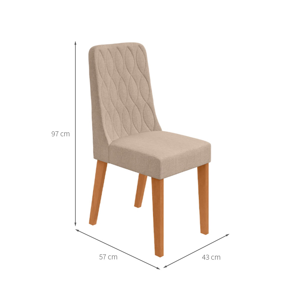 Conjunto com 6 Cadeiras Luar Linho Bege e Amêndoa