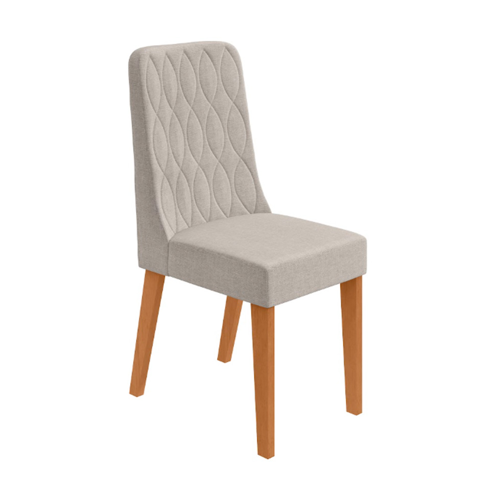 Conjunto com 6 Cadeiras Luar Linho Cinza e Amêndoa