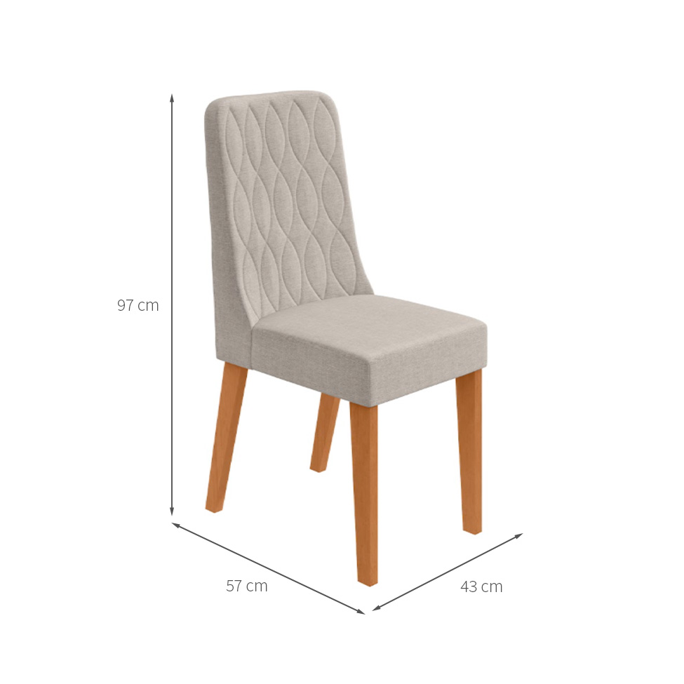 Conjunto com 6 Cadeiras Luar Linho Cinza e Amêndoa