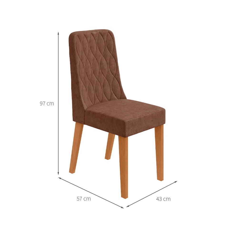 Conjunto com 6 Cadeiras Luar Revestimento Sintético Avelã e Amêndoa