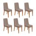 Conjunto com 6 Cadeiras Luar Suede Bege e Amêndoa