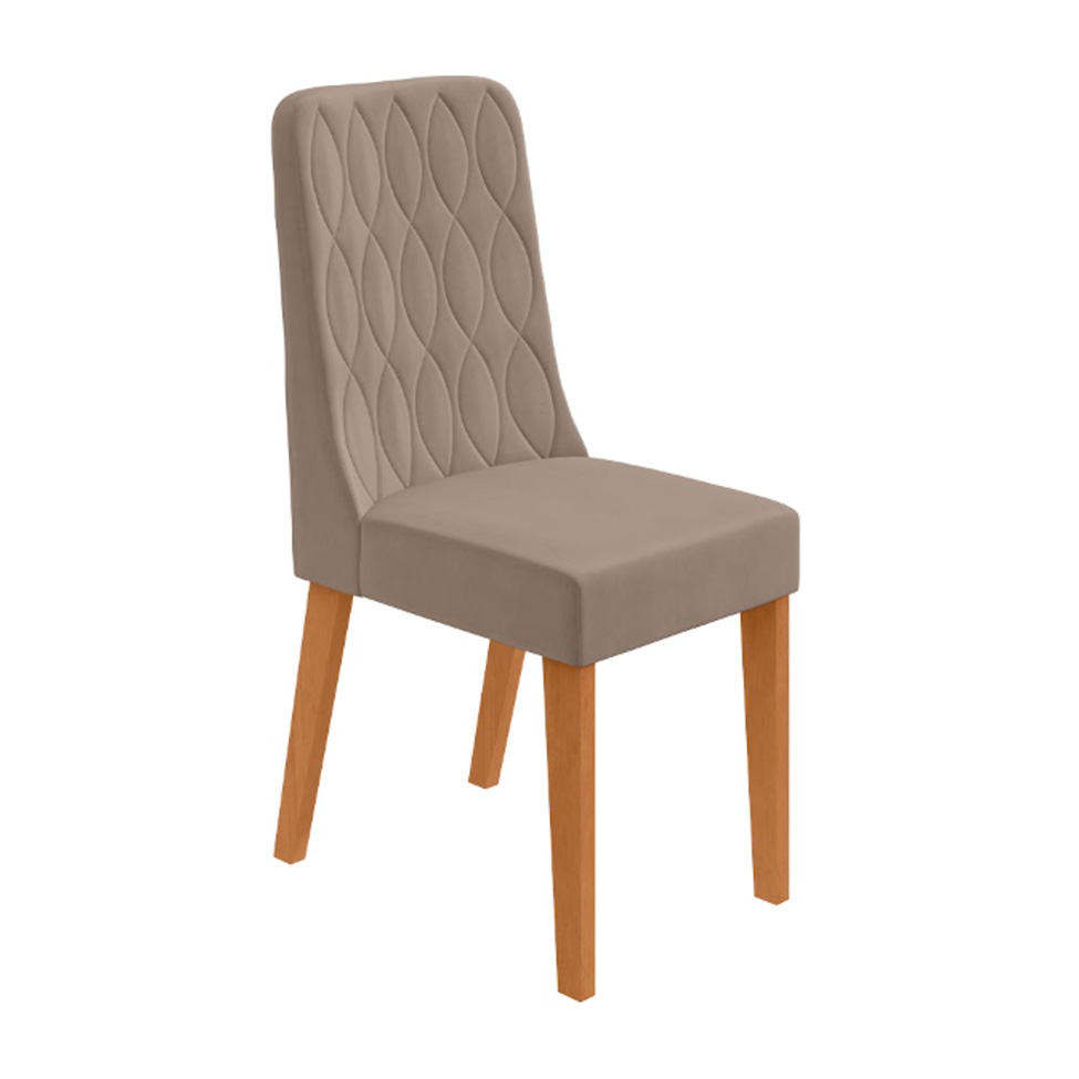 Conjunto com 6 Cadeiras Luar Suede Bege e Amêndoa