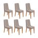 Conjunto com 6 Cadeiras Luar Veludo Capuccino e Amêndoa
