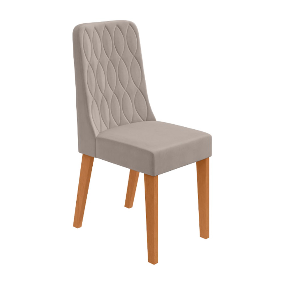 Conjunto com 6 Cadeiras Luar Veludo Capuccino e Amêndoa