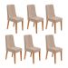 Conjunto com 6 Cadeiras Luar Veludo Creme e Amêndoa
