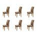 Conjunto com 6 Cadeiras Olivia Suede Animalle Chocolate e Capuccino