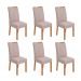 Conjunto com 6 Cadeiras Rayla Bouclé Bege e Amêndoa