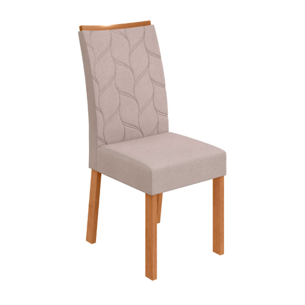 Conjunto com 6 Cadeiras Rayla Bouclé Bege e Amêndoa