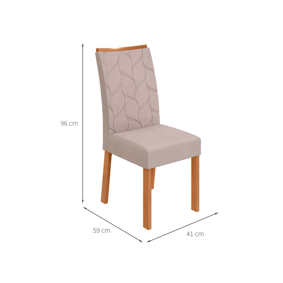 Conjunto com 6 Cadeiras Rayla Bouclé Bege e Amêndoa