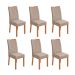 Conjunto com 6 Cadeiras Rayla Linho Bege e Amêndoa