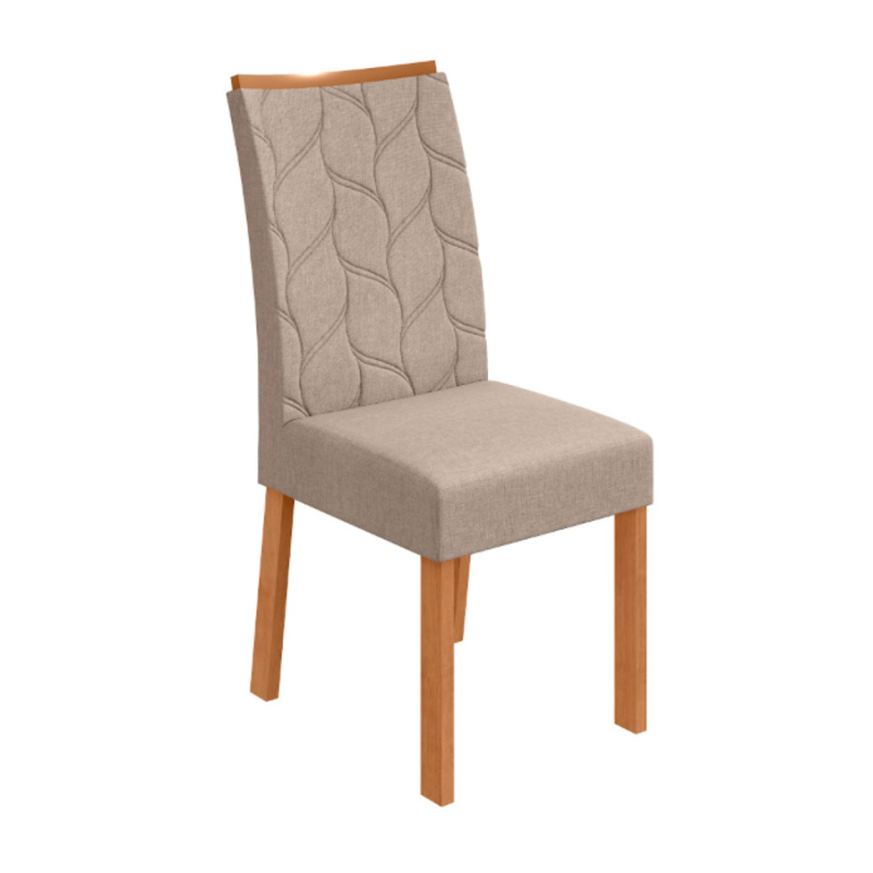 Conjunto com 6 Cadeiras Rayla Linho Bege e Amêndoa