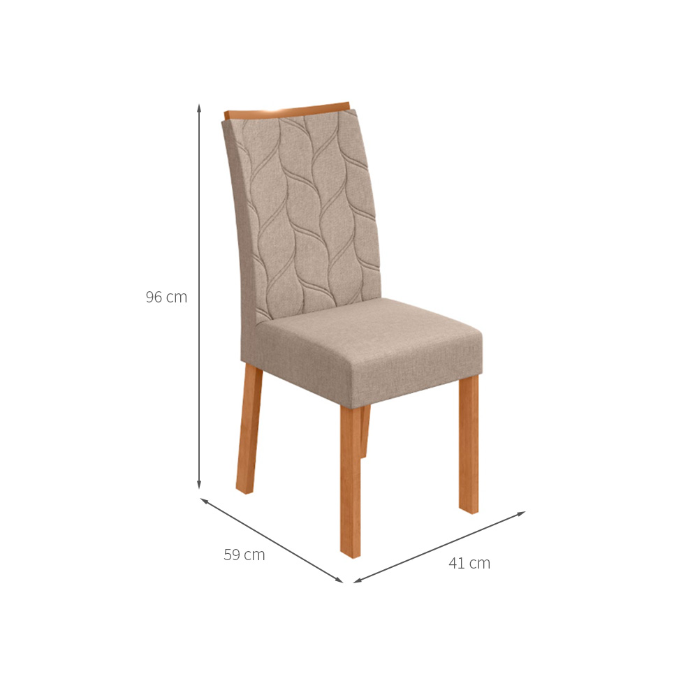 Conjunto com 6 Cadeiras Rayla Linho Bege e Amêndoa