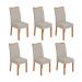 Conjunto com 6 Cadeiras Rayla Linho Cinza e Amêndoa