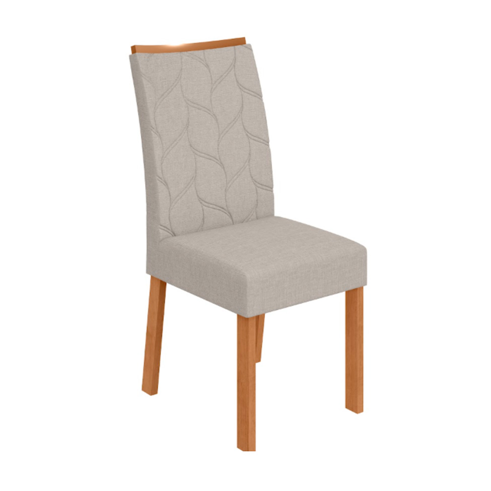 Conjunto com 6 Cadeiras Rayla Linho Cinza e Amêndoa
