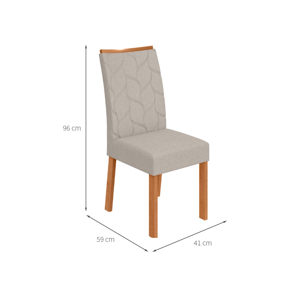 Conjunto com 6 Cadeiras Rayla Linho Cinza e Amêndoa