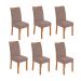 Conjunto com 6 Cadeiras Rayla Suede Bege e Amêndoa
