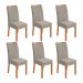 Conjunto com 6 Cadeiras Rayla Veludo Capuccino e Amêndoa