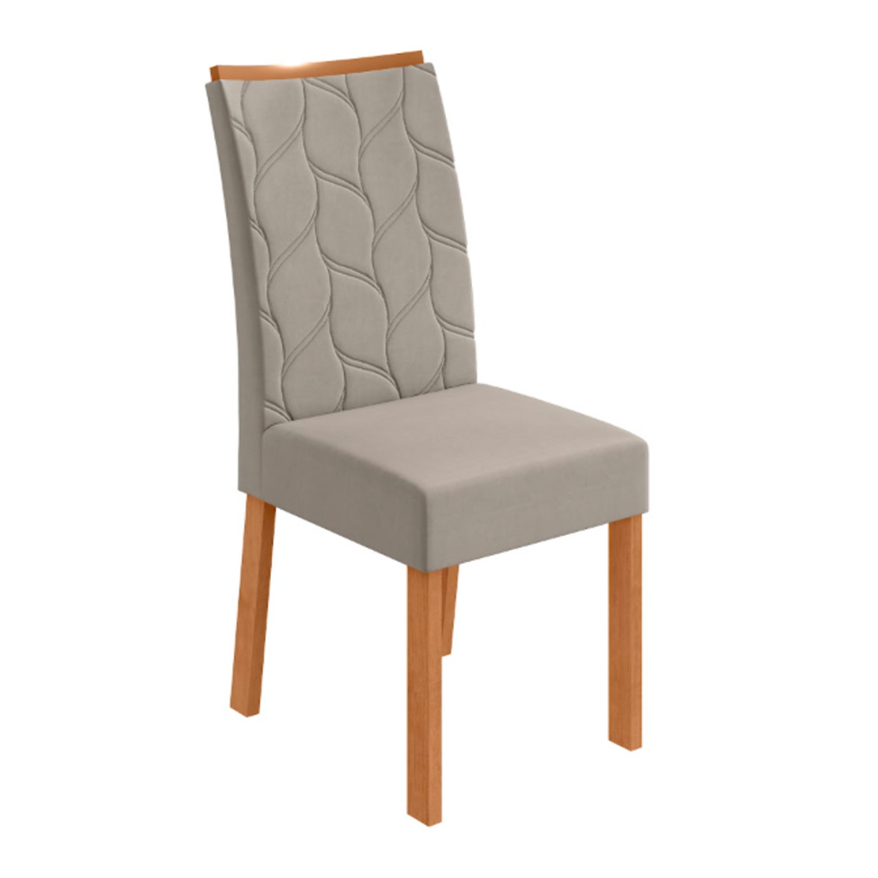 Conjunto com 6 Cadeiras Rayla Veludo Capuccino e Amêndoa