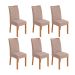 Conjunto com 6 Cadeiras Rayla Veludo Creme e Amêndoa