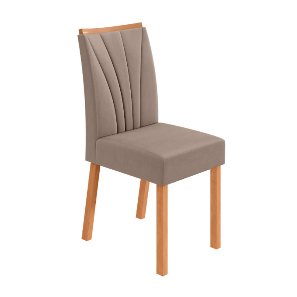 Conjunto com 6 Cadeiras Tessera Suede Bege e Amêndoa