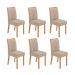 Conjunto com 6 Cadeiras Tessera Veludo Creme e Amêndoa
