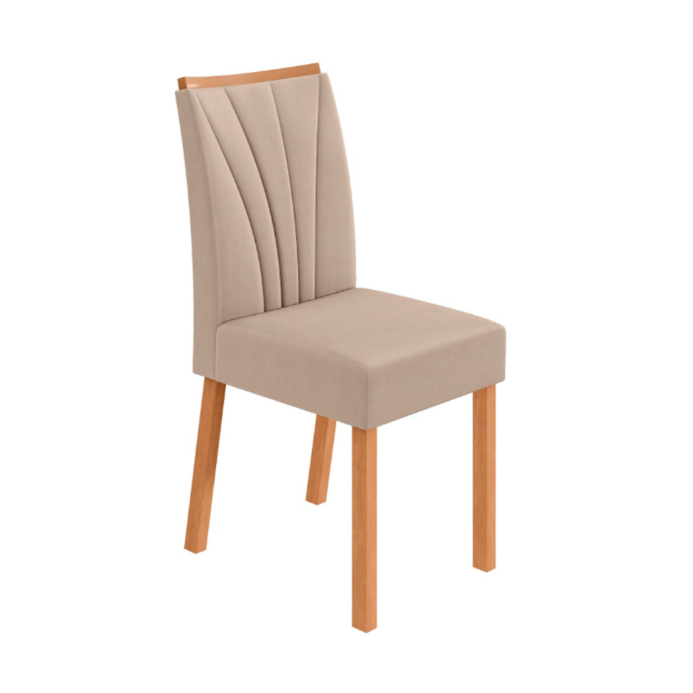 Conjunto com 6 Cadeiras Tessera Veludo Creme e Amêndoa