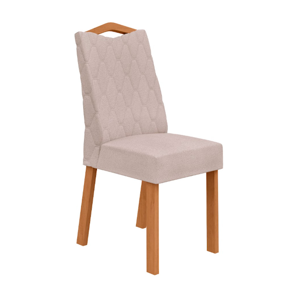 Conjunto com 6 Cadeiras Vênus Bouclé Bege e Amêndoa