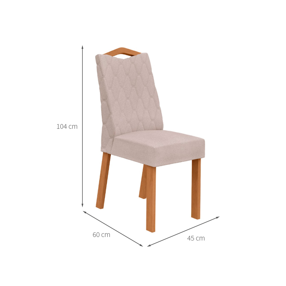 Conjunto com 6 Cadeiras Vênus Bouclé Bege e Amêndoa