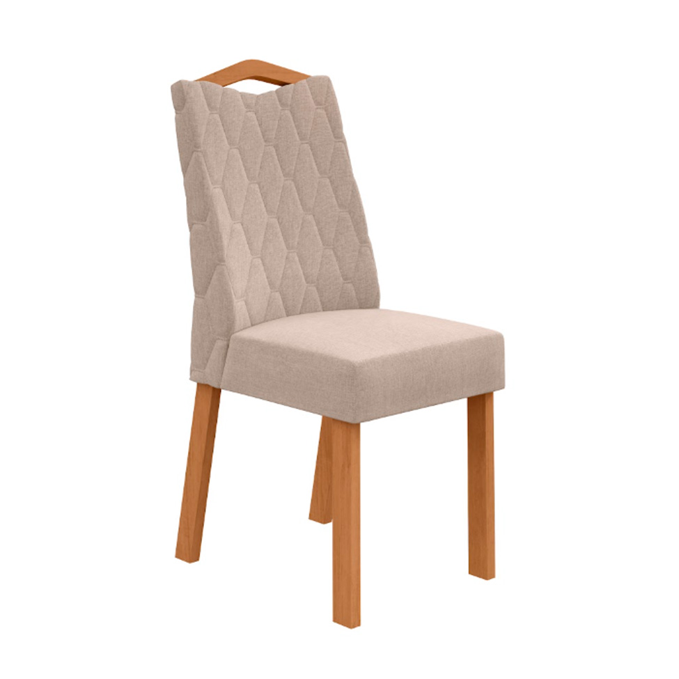 Conjunto com 6 Cadeiras Vênus Linho Bege e Amêndoa