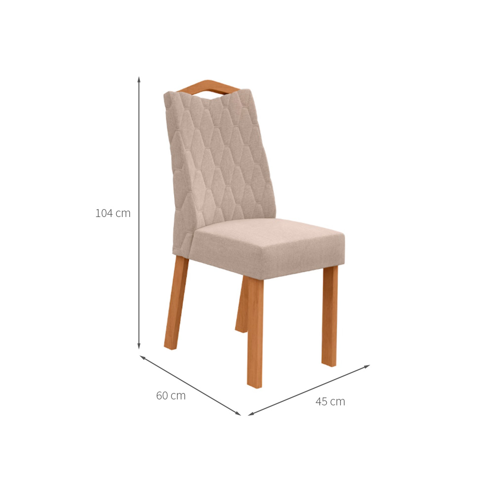 Conjunto com 6 Cadeiras Vênus Linho Bege e Amêndoa