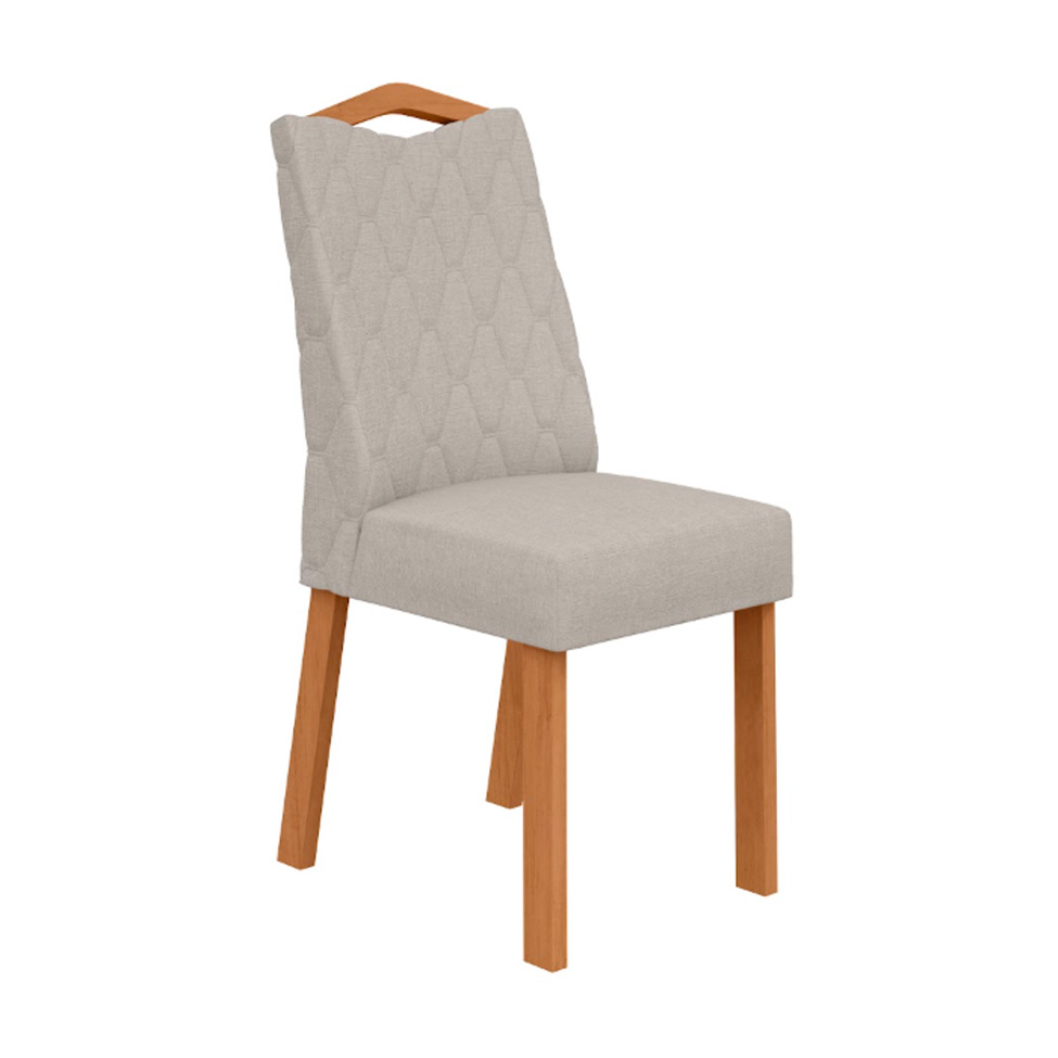 Conjunto com 6 Cadeiras Vênus Linho Cinza e Amêndoa