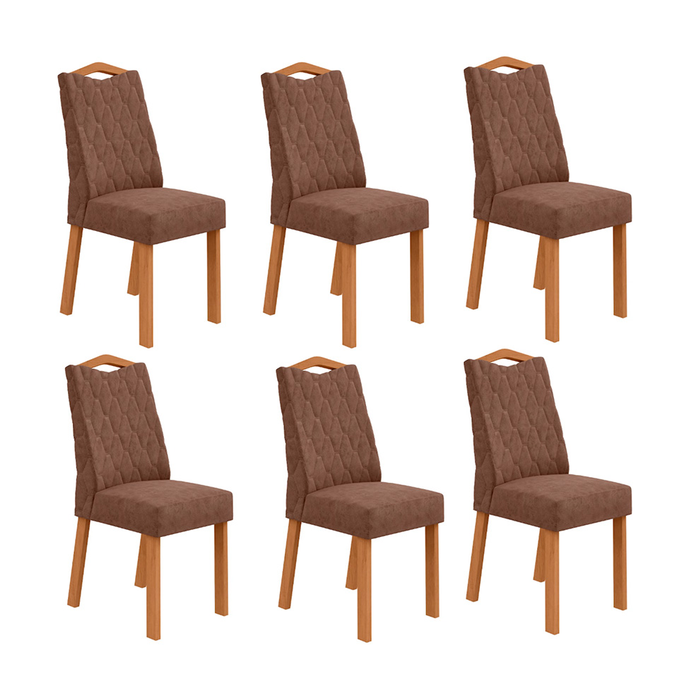 Conjunto com 6 Cadeiras Vênus Revestimento Sintético Avelã e Amêndoa