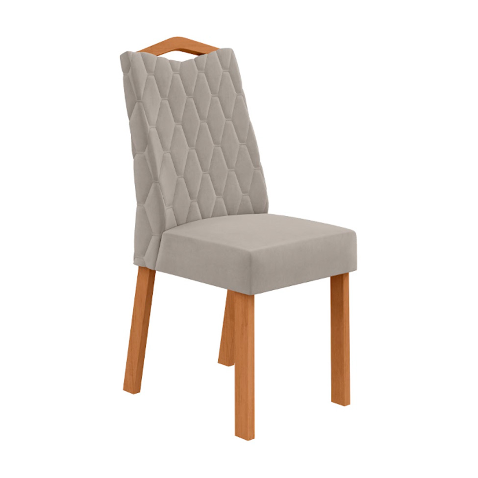 Conjunto com 6 Cadeiras Vênus Veludo Capuccino e Amêndoa